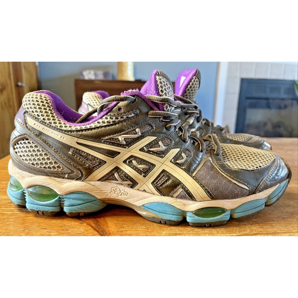 ASICS Gel Nimbus 14 Women's Running Shoes Purple Gray Teal Size 10